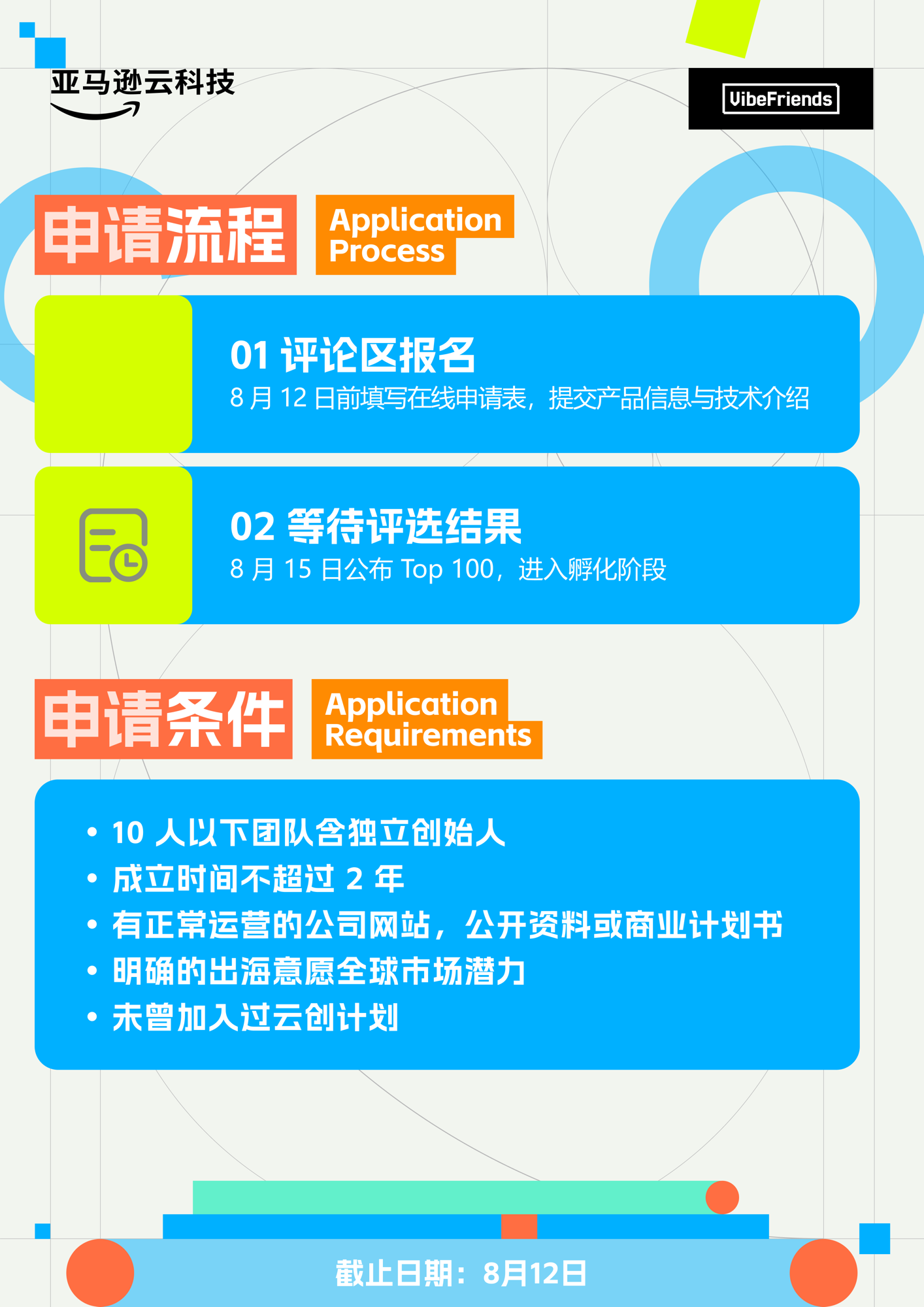 亚马逊云科技在找 100 个一人公司，8 月 12 日截止，只剩 4 天。 4