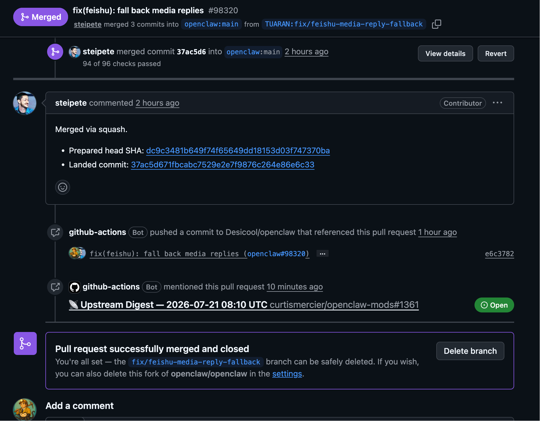 BREAKING!!梅开二度，贡献代码又被合了，这次还是龙虾之父合的：https://github.com/opencl… 1